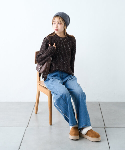 「w closet」 長袖ニット FREE グレー レディース_画像9