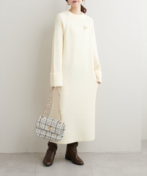 「natural couture」 ニットワンピース FREE ブルー レディース_画像4