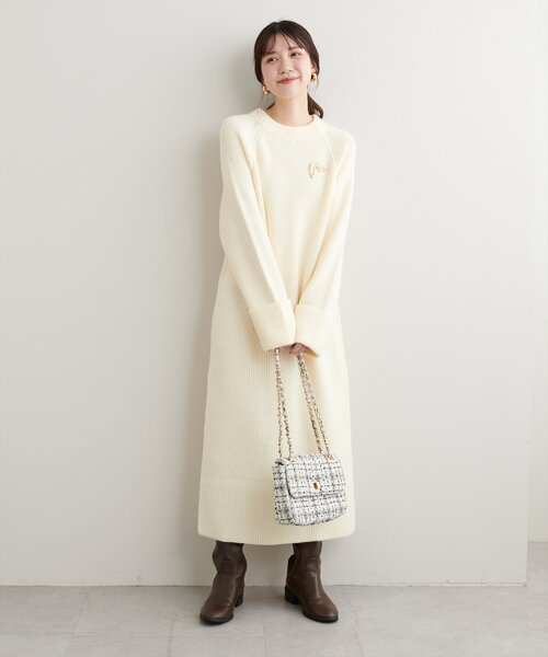 「natural couture」 ニットワンピース FREE ブルー レディース_画像5
