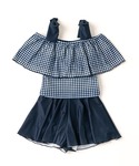 水着 オフショルリボンスイムウェア キッズ 子...の詳細画像3