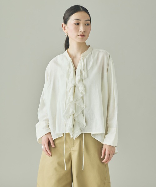 【美品】  Curensology / カレンソロジー | コットンフリルスリーブ ブラウス トップス | F | ライトブラウン系 | レディース Curensology（カレンソロジー）の「Curensology(カレンソロジー