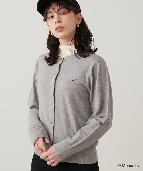 「Miffy」 ニットカーディガン M 杢グレー レディース_画像7