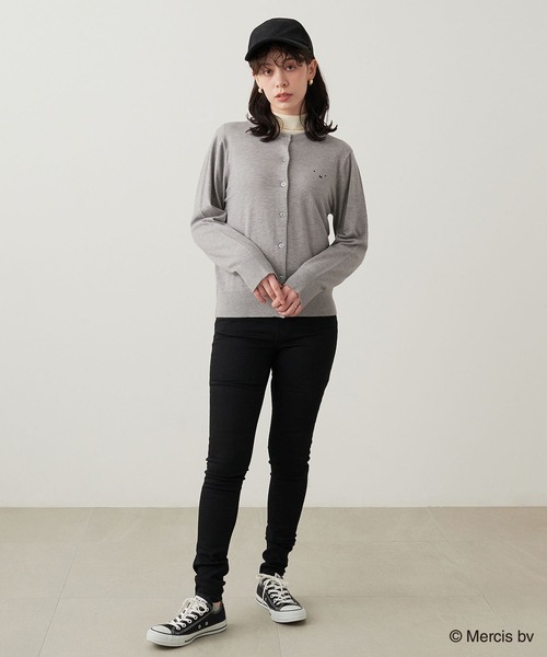 「Miffy」 ニットカーディガン M 杢グレー レディース_画像9