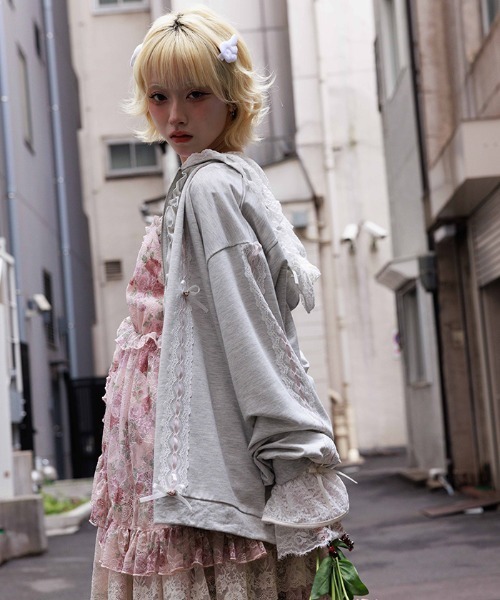 myu：loret（ミュウロレット） カーディガン ローズリボン後レース