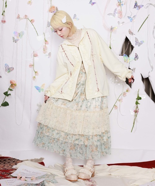 myu：loret（ミュウロレット） カーディガン ローズリボン後レース
