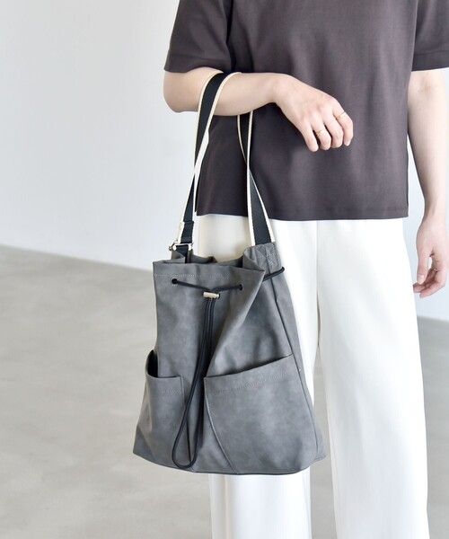quaranciel トートバッグ quaranciel: ポケット ラインベルト ワン