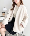 ノーカラーコート コート カーリーフェイクウー...の詳細画像5