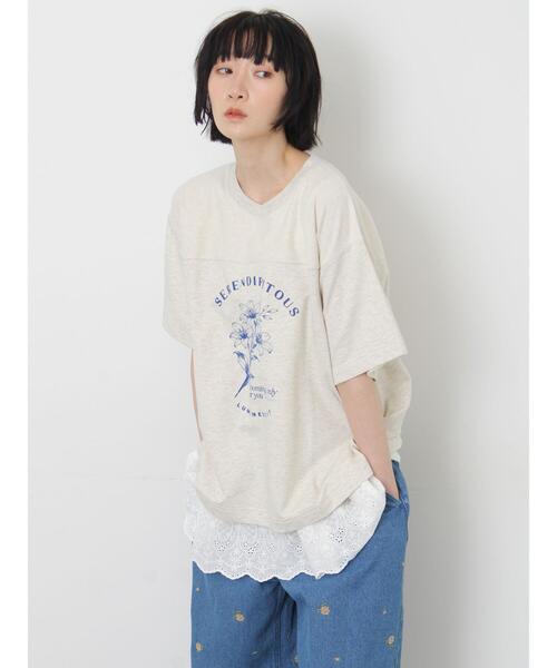 Samansa Mos2（サマンサモスモス） tシャツ 「接触冷感」ミニ裏毛切替