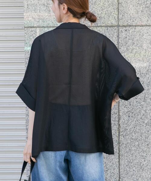 コート アウター メッシュ半袖ジャケット レディースの画像