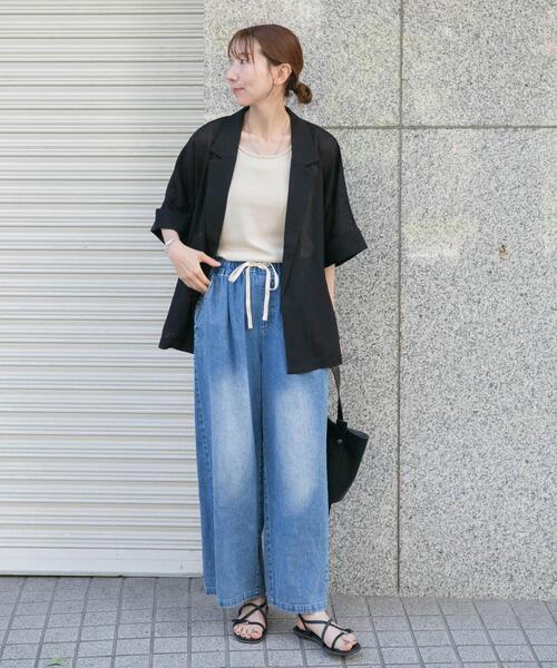 コート アウター メッシュ半袖ジャケット レディースの画像