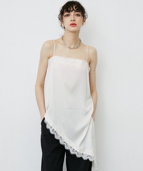 uyu. キャミソール Dot Pattern Asymmetry Lace Camisole Dress/ドット uyu. キャミソール Dot Pattern Asymmetry Lace Camisole Dress/ドット