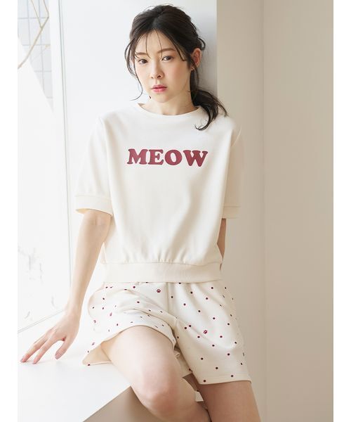 SNIDEL HOME パジャマ ルームウェア MEOWロゴスウェットセットアップ