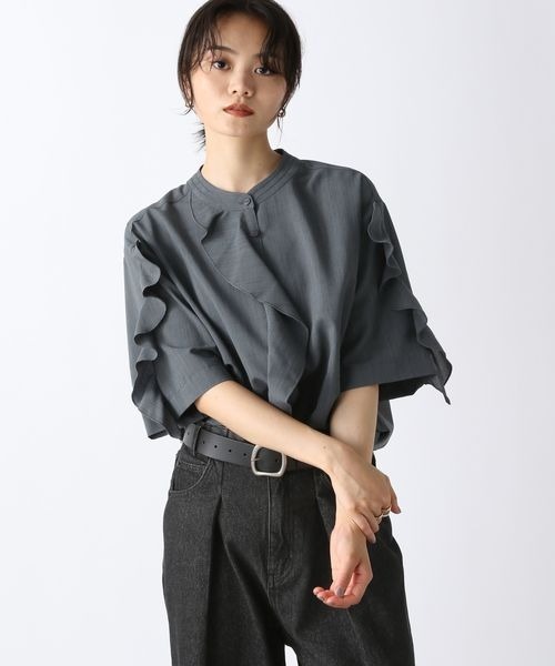 「JEANASIS」 半袖ブラウス FREE ネイビー レディース_画像5
