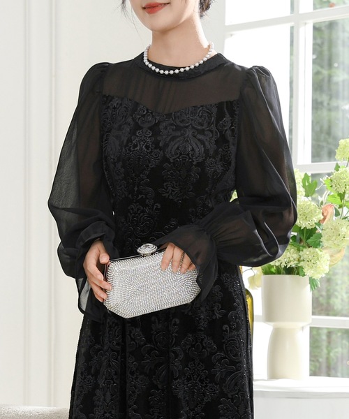 「Lace Ladies」 長袖ワンピース S ベージュ レディース_画像2