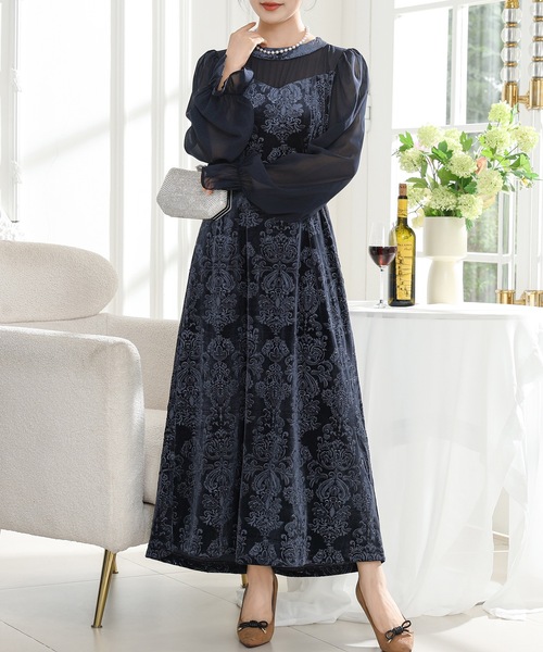 「Lace Ladies」 長袖ワンピース S ベージュ レディース_画像8