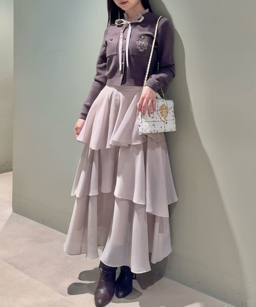 SNIDEL（スナイデル） ワンピース エンブレムカーデティアードセット 