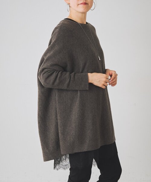 BEARDSLEY(ビアズリー) tシャツ 裾レースチュニック レディース BEARDSLEY(ビアズリー) tシャツ 裾レースチュニック レディース