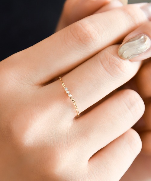 Phoebe（フィービー） 指輪 リング 「K10」タイニービジューチェーン