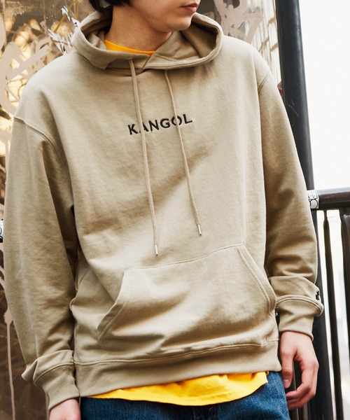 KANGOL ベージュ フード付きパーカー×イマソ狩り　受注生産品 KANGOL ベージュ フード付きパーカー×イマソ狩り 受注生産品