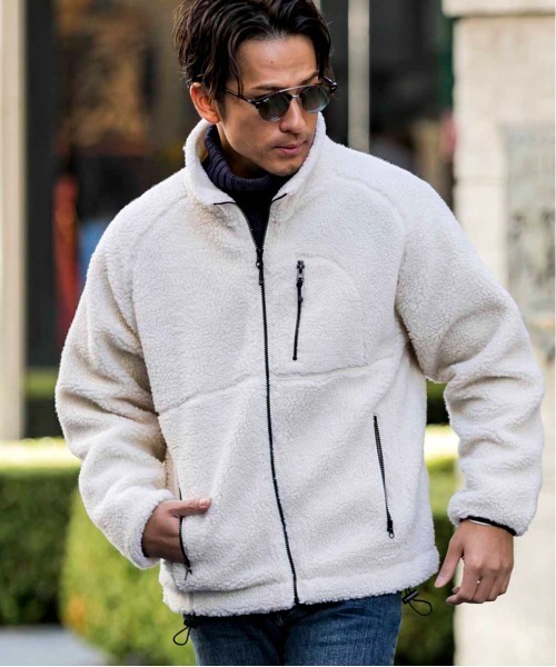 Bling Leads ブルゾン アウター もこもこ ボア ジップアップ スタンド