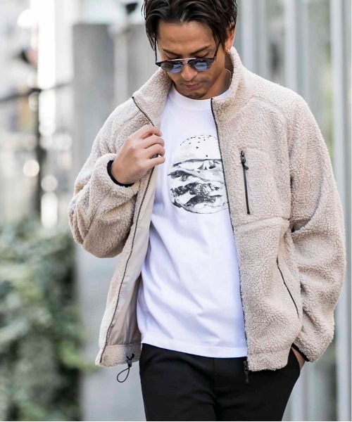 服/ファッション ジャケット メンズ Bling Leads ブルゾン アウター もこもこ ボア ジップアップ スタンド