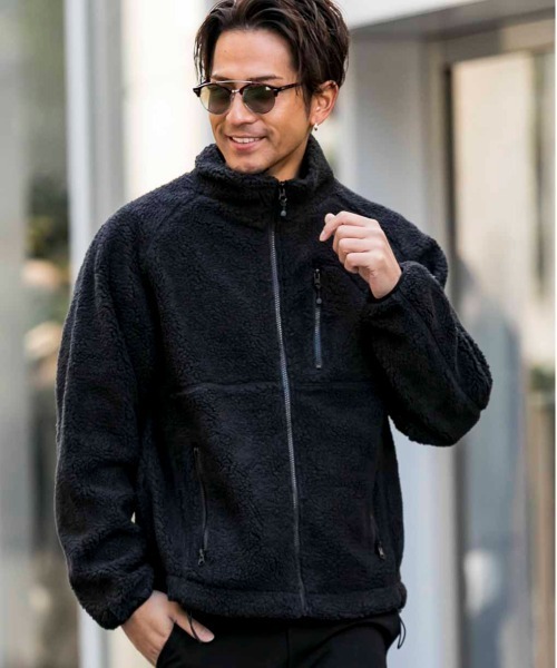 Bling Leads ブルゾン アウター もこもこ ボア ジップアップ スタンド