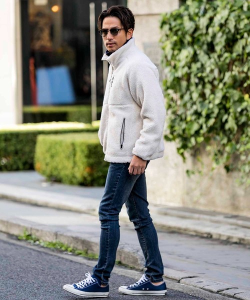 Bling Leads ブルゾン アウター もこもこ ボア ジップアップ スタンド