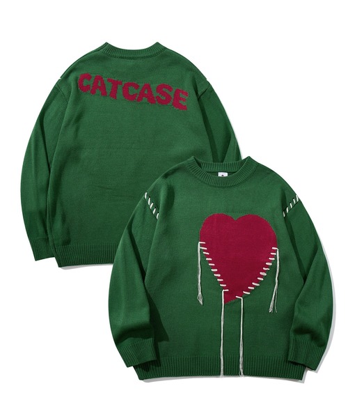 セーター ニット 「HOOK」個性派・ハートステッチのスウェット風ニット