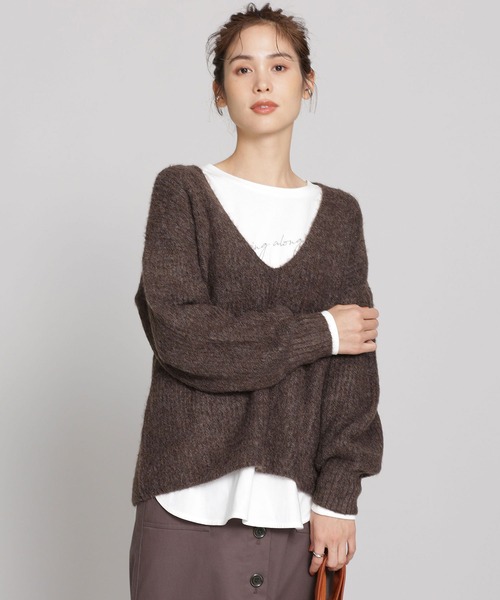 ・ブラウン ニット WEB限定/深Vネックニットトップス 長袖 ZOZOTOWN PayPayモール店 - 通販 - PayPayモール ・ブラウン