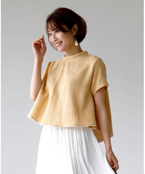 tシャツ スカートと相性抜群！着るだけで脚長美人ショート丈フレアトップス レディース