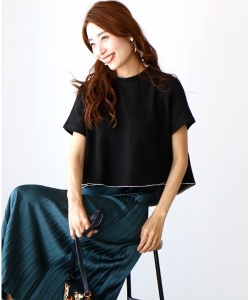 tシャツ スカートと相性抜群！着るだけで脚長美人ショート丈フレアトップス レディース Ehre style tシャツ スカートと相性抜群！着るだけで脚長美人