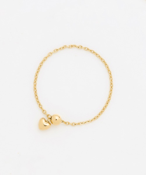 BLOOM（ブルーム） 指輪 リング K10 イエローゴールド ハート チェーン