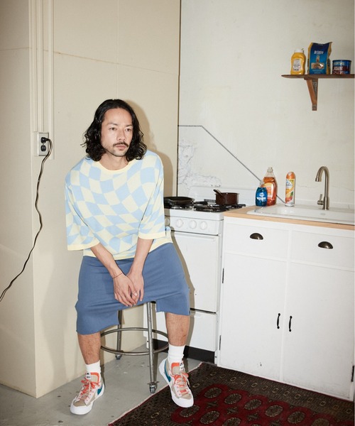 セーター ニット ADAMPATEK / skewed check pattern short sleeve knit/ルーズシルエット半袖ニットTシ | ADAM PATEK | 11