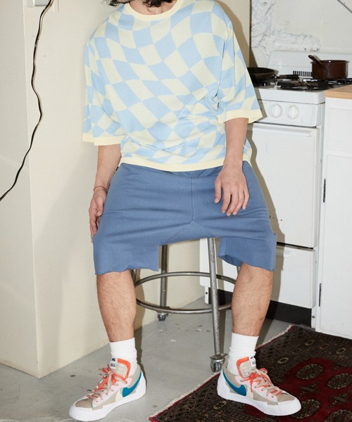セーター ニット ADAMPATEK / skewed check pattern short sleeve knit/ルーズシルエット半袖ニットTシ | ADAM PATEK | 09