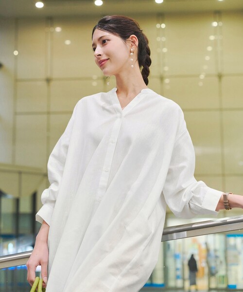 Tiaclasse ワンピース リネンミックススキッパーシャツワンピース