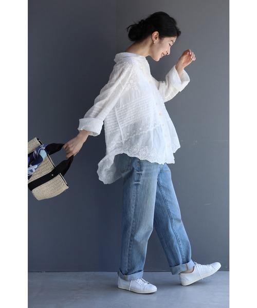 cawaii ブラウス シャツ どこから見ても刺繍にうっとり ガーゼ