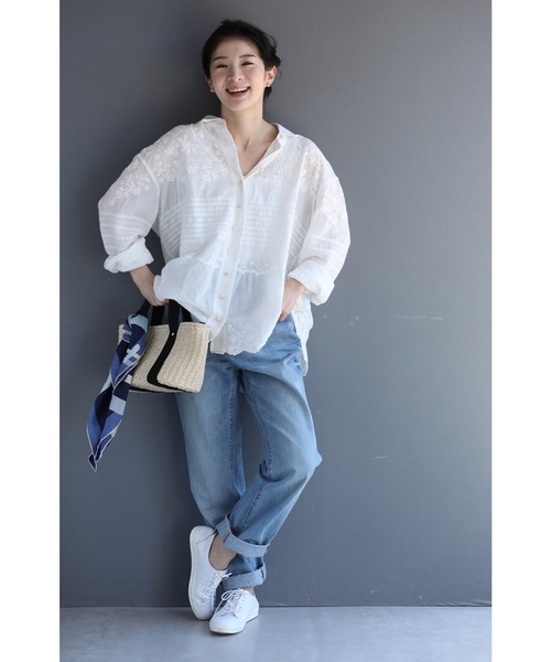cawaii ブラウス シャツ どこから見ても刺繍にうっとり ガーゼ