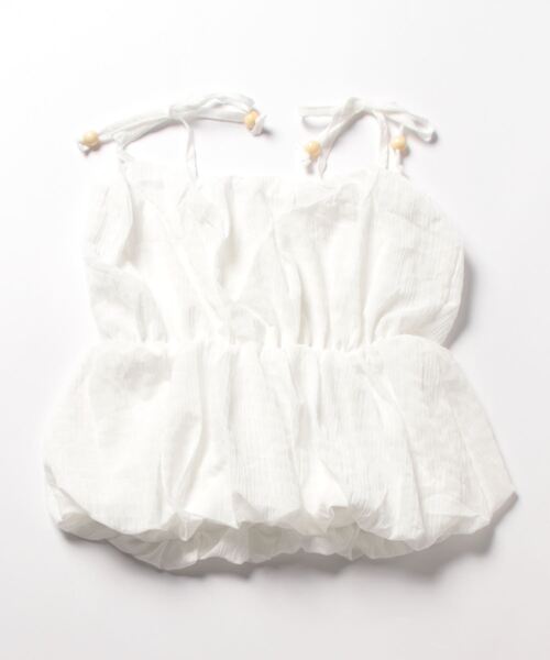 GOLDS♡肩紐ビジュー付き♡サテン×シフォン♡ラッフルフリルキャミトップス♡白 sifeel/シフィール】肩紐リボンキャミソールマーメイド