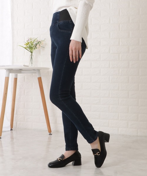 新品未使用　deres シルクデニムパンツ　サイズ　2 セール】 〈洗濯機可能〉サイド スリット ストレート デニム