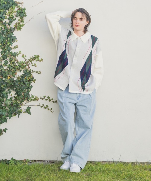 JINCL（ジンクル） シャツ Argyle Knit Shirt / アーガイルニット