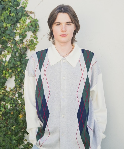 JINCL（ジンクル） シャツ Argyle Knit Shirt / アーガイルニット