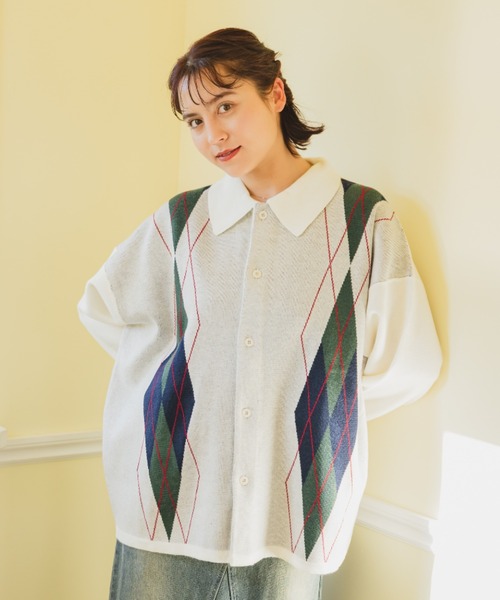 JINCL（ジンクル） シャツ Argyle Knit Shirt / アーガイルニット