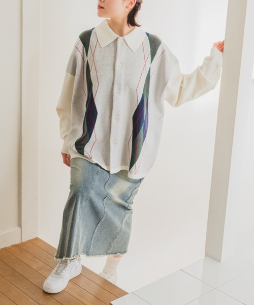 JINCL（ジンクル） シャツ Argyle Knit Shirt / アーガイルニット