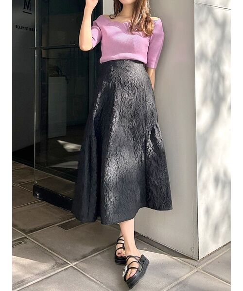 MERCURYDUOラメジャカードフレアスカート ラメジャカードフレアスカート[品番：MKSW0062085]｜MERCURYDUO