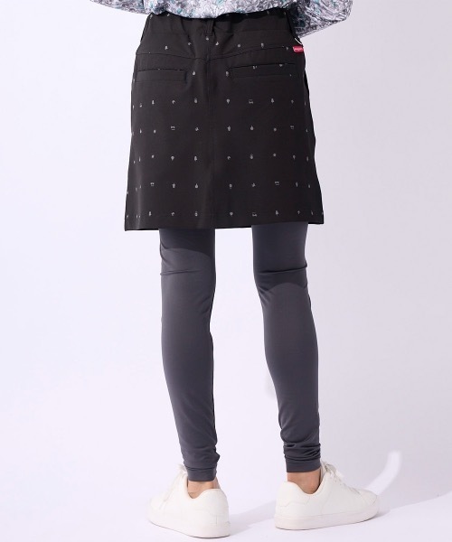 新品☆6L♪マリクレールSPORTスカート＆レギンスのセット〇B793 marie claire ストレッチ飛び柄刺しゅうスカート＋レギンス(マリ
