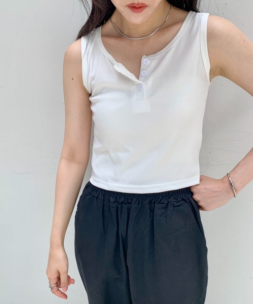 ヨウジヤマモトプールオム ヘンリーネックタンクトップ ノースリーブカットソー 綿 ヨウジヤマモトプールオム ヘンリーネックタンクトップ ノースリーブ