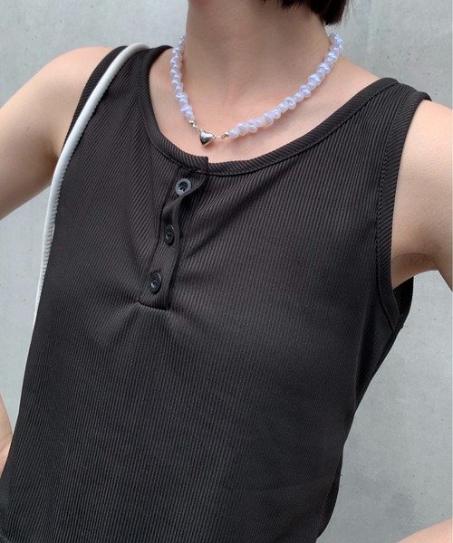 タンクトップ ノースリーブ ヘンリーネック レディース : ZOZOTOWN