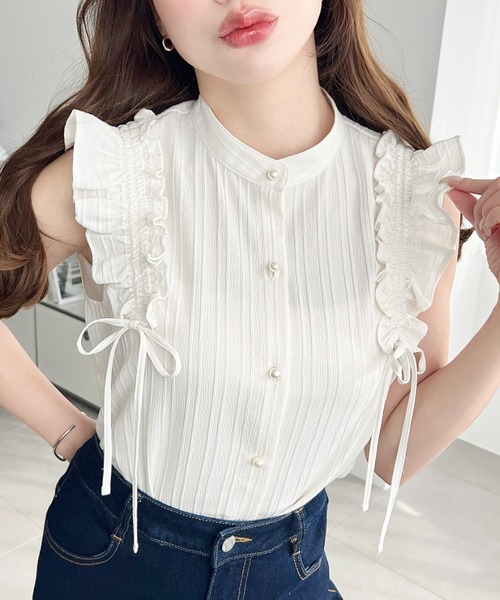 BIBY LOLA PEPURAMU TOP ストライプフリルTシャツ LOLA PEPURAMU TOP ストライプ柄フリルTシャツ Bibiy