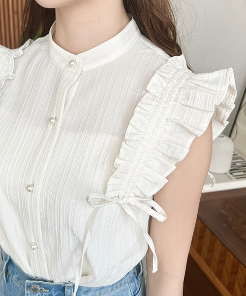 BEATS PLEASE ストライプ半袖トップス SLY | FRILL PUFF CUT トップス (Tシャツ・カットソー(半袖