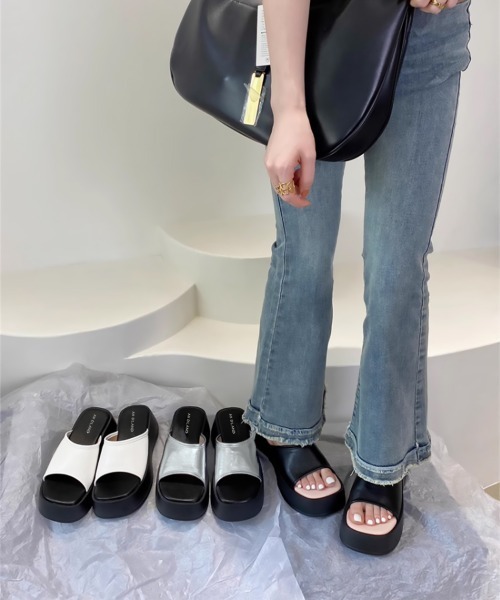 miniministore サンダル 厚底サンダル ミュールサンダル 夏 美脚